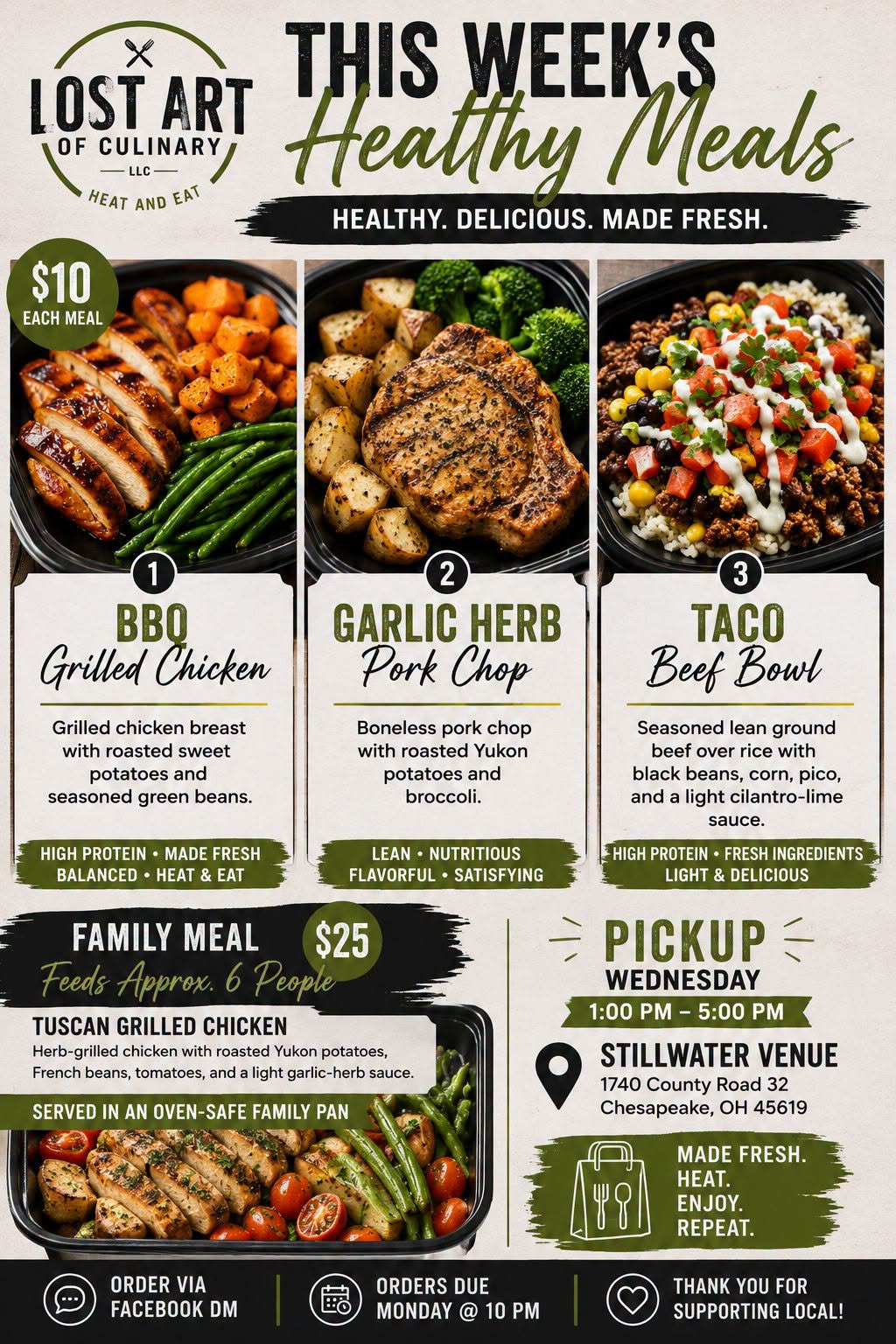 This week's menu